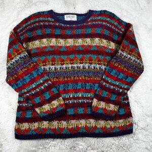 Vintage 90s Hand Knit for The Limited Colorful Retro Knit Sweater Size M/L